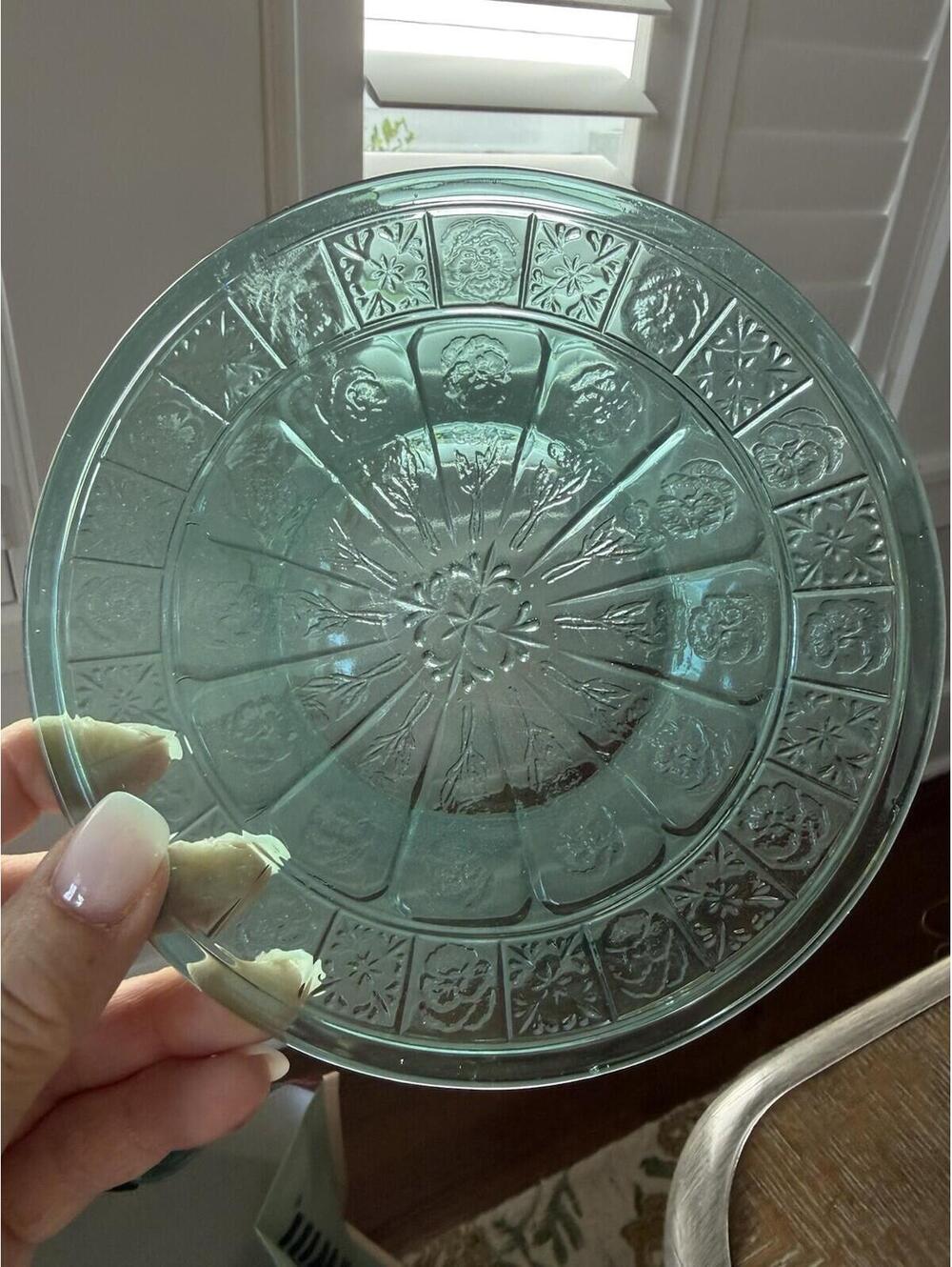 Depression Glass Doric & Pansy Teal Small Plate 6” Federal Glass Circa 1937